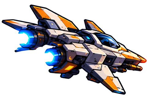 White and orange interceptor firing its engines