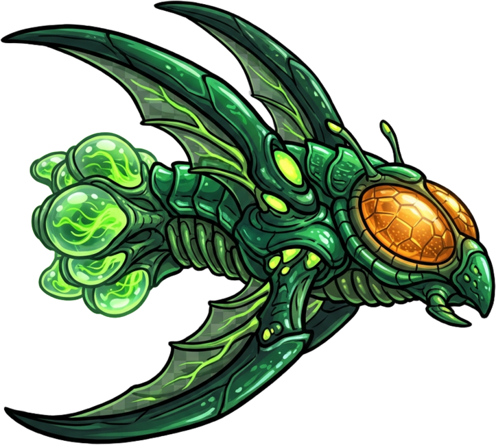 Chitin-plated Mantis predator ship